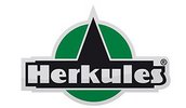 Logo der Marke Herkules mit schwarzem Dreieck vor grünem Kreis und Schriftzug "Herkules" in Weiß auf schwarzem Hintergrund.