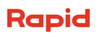Logo des Wortes „Rapid“ in roter, moderner Schrift, symbolisiert Geschwindigkeit und Dynamik.