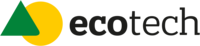 Logo von Ecotech mit einem grünen Dreieck vor einem gelben Kreis, daneben der Schriftzug „ecotech“ in schwarzer Schrift.
