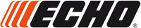 Logo der Marke "ECHO" mit markanten, orangefarbenen Streifen links und dem Schriftzug in fetter schwarzer Schrift.